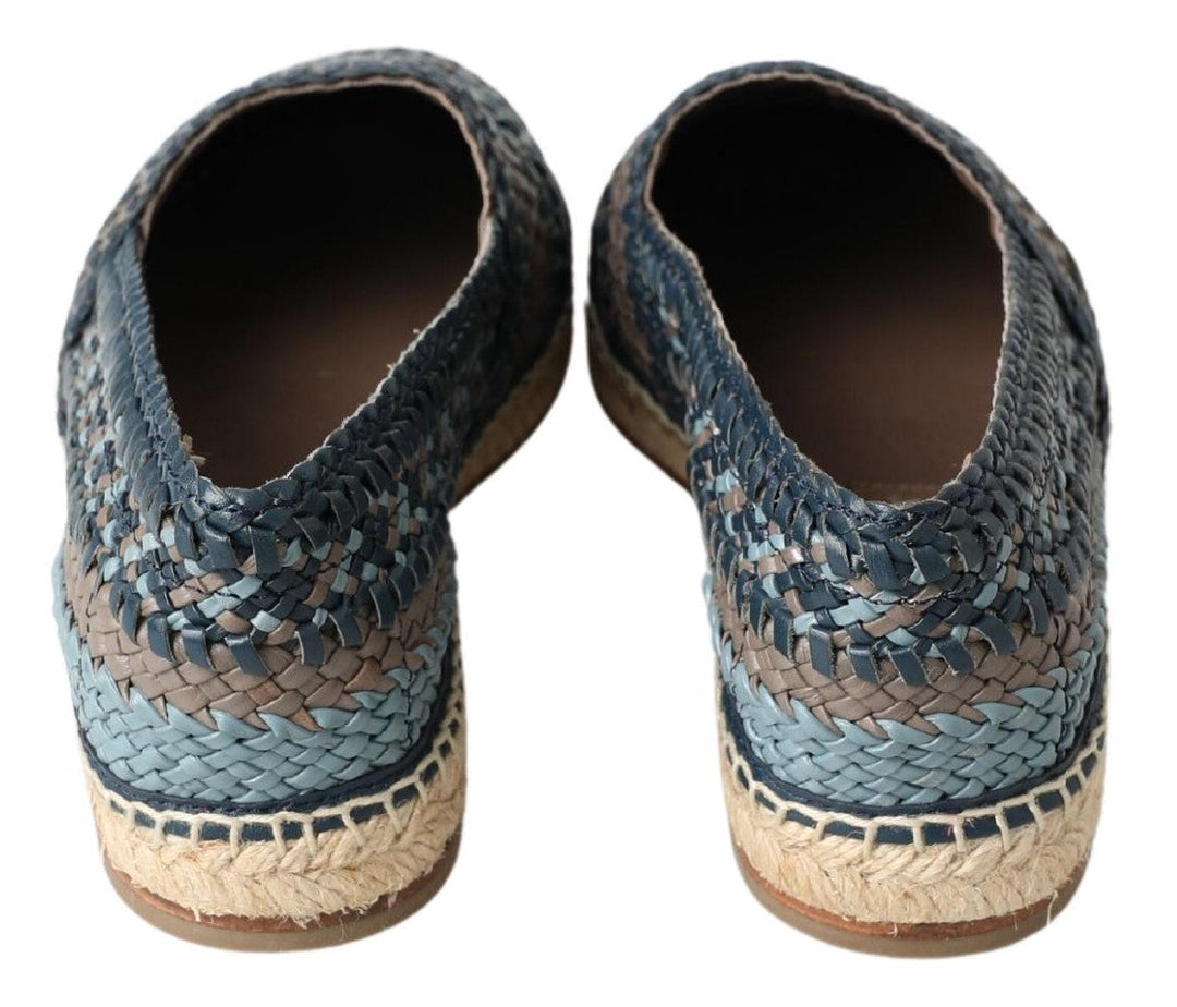 Men’s Dolce &amp; Gabbana Blue Gray Leather Buffalo Espadrille Shoes
