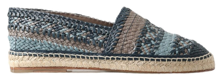 Men’s Dolce &amp; Gabbana Blue Gray Leather Buffalo Espadrille Shoes