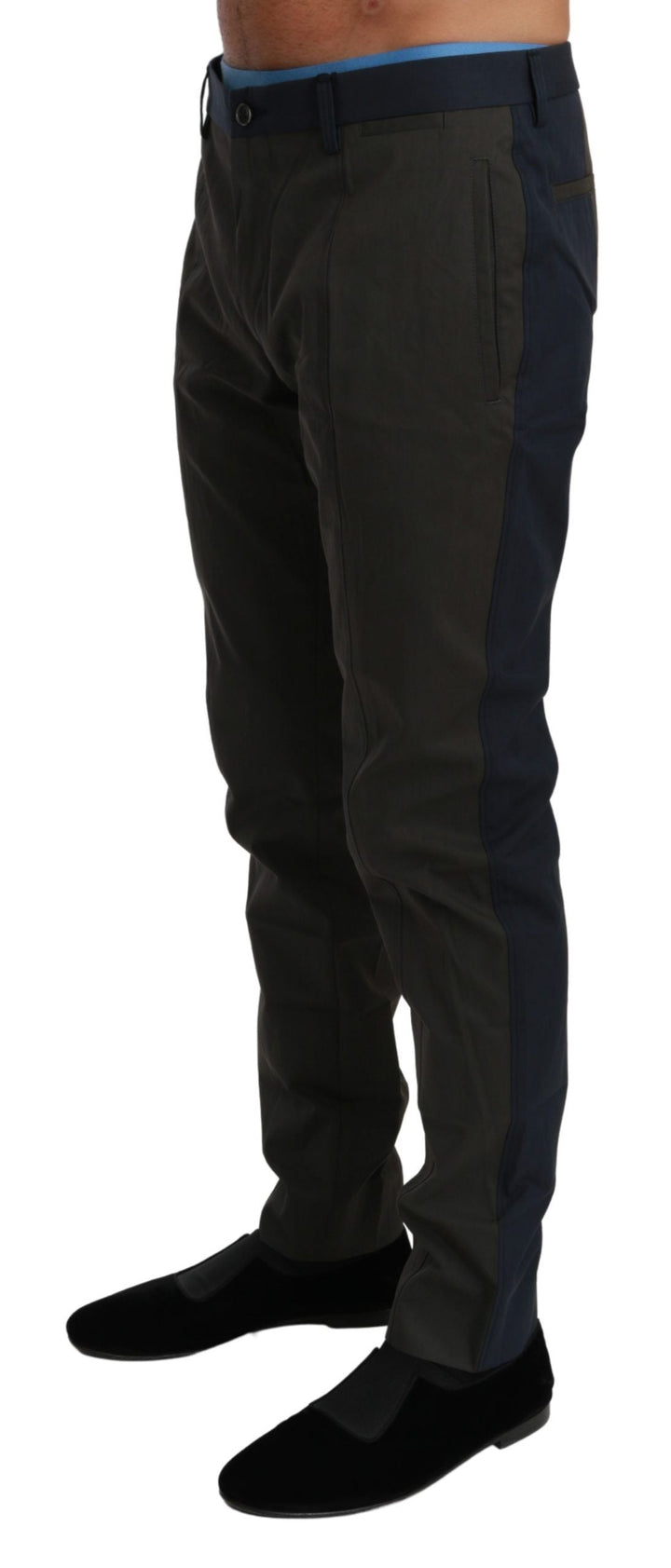 Men’s Dolce &amp; Gabbana Blue Gray Stripes Trouser Cotton Pants