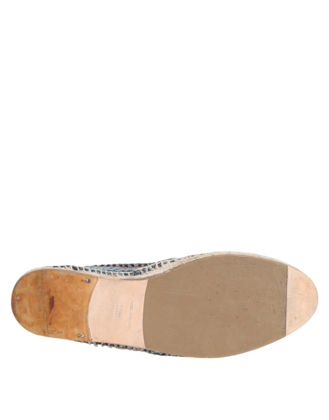 Men’s Dolce &amp; Gabbana Blue Gray Woven Leather Buffalo Espadrille Shoes