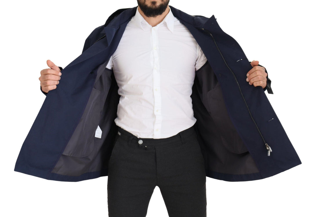 Men’s Dolce &amp; Gabbana Blue Hooded Double Breasted Coat Jacket