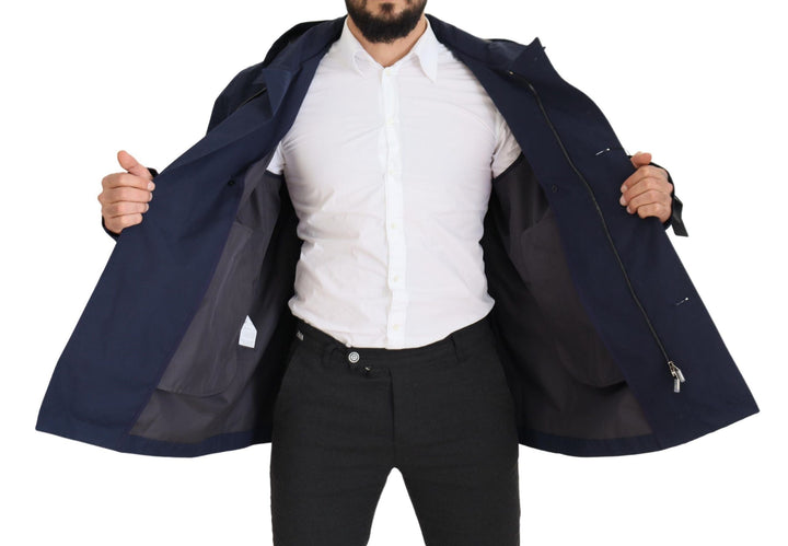 Men’s Dolce &amp; Gabbana Blue Hooded Double Breasted Coat Jacket