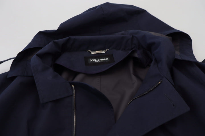 Men’s Dolce &amp; Gabbana Blue Hooded Double Breasted Coat Jacket