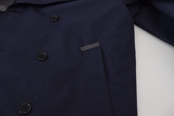 Men’s Dolce &amp; Gabbana Blue Hooded Double Breasted Coat Jacket