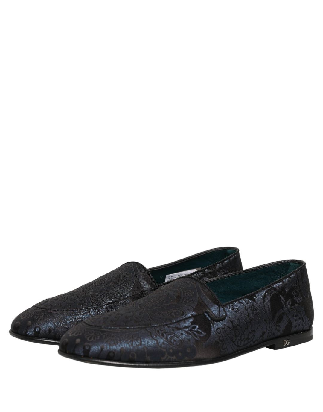 Men’s Dolce &amp; Gabbana Blue Jacquard Leather Slip on Loafers Shoes