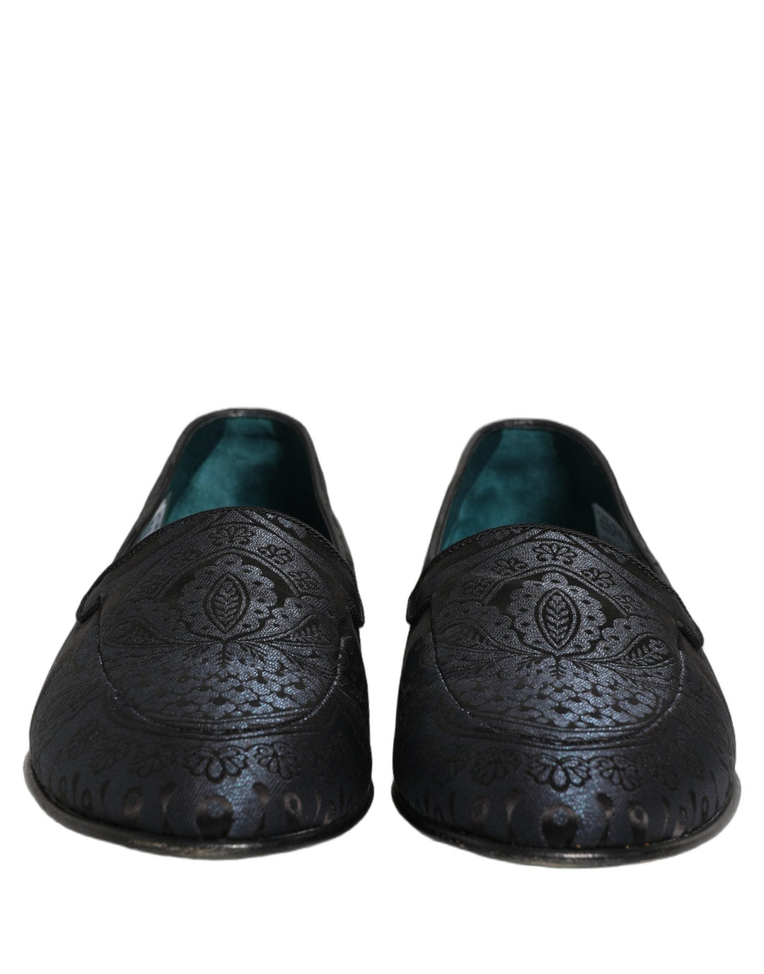 Men’s Dolce &amp; Gabbana Blue Jacquard Leather Slip on Loafers Shoes