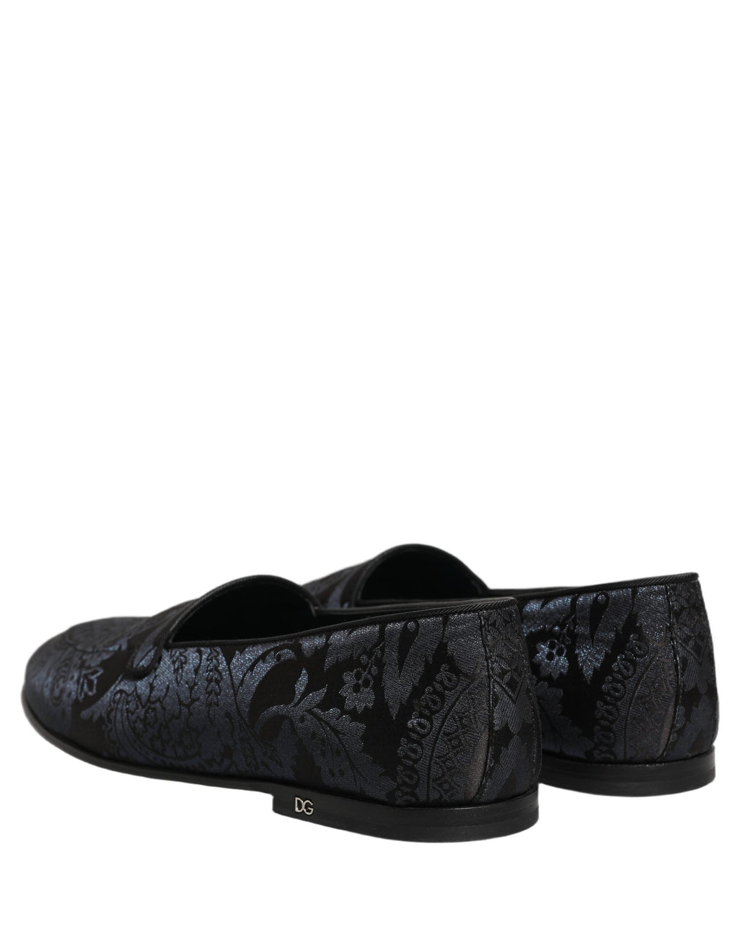 Men’s Dolce &amp; Gabbana Blue Jacquard Leather Slip on Loafers Shoes