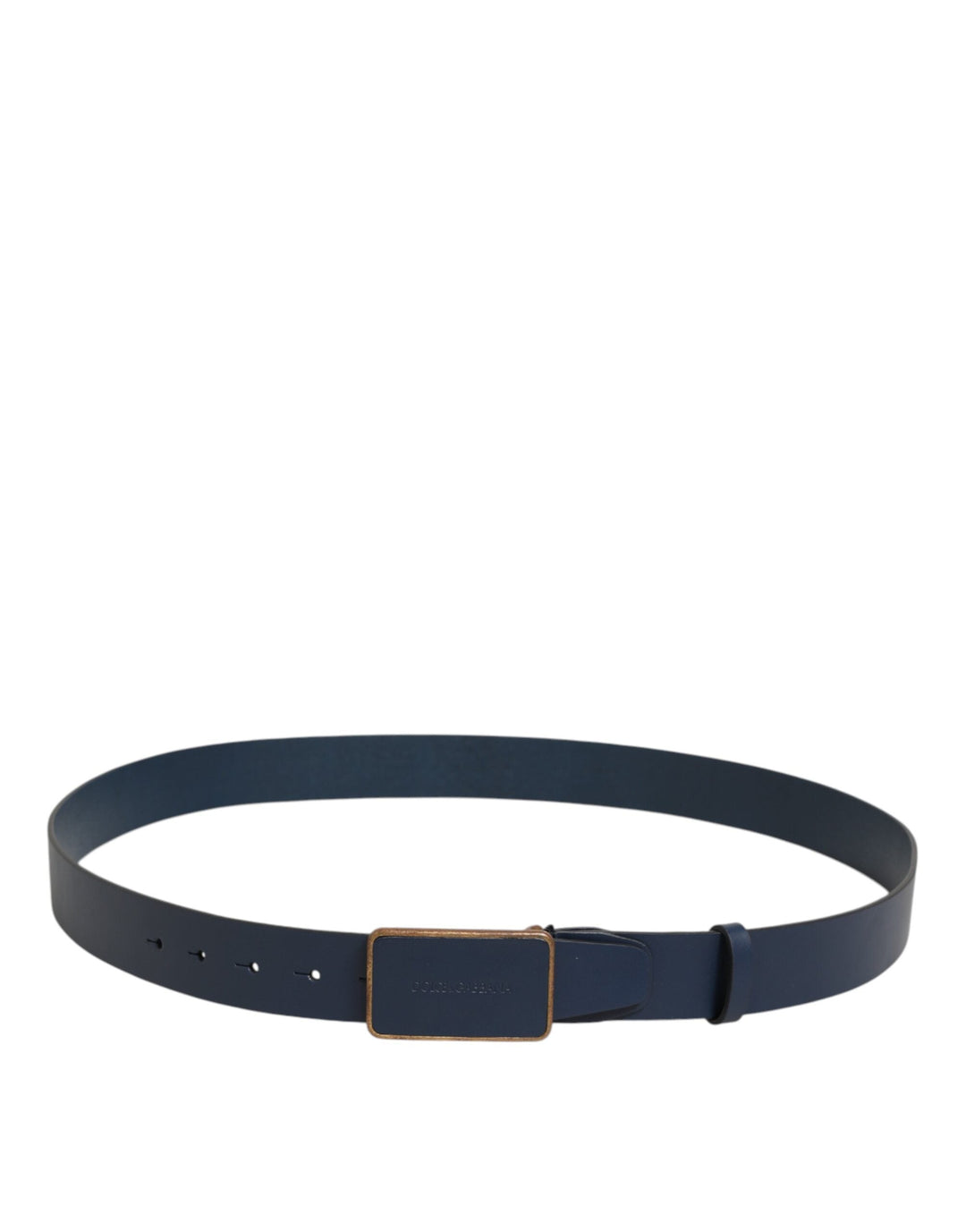 Dolce &amp; Gabbana Blue Leather Classic Metal Logo Buckle Belt