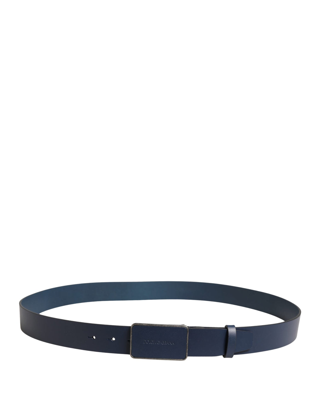 Dolce &amp; Gabbana Blue Leather Logo Metal Buckle Men Belt