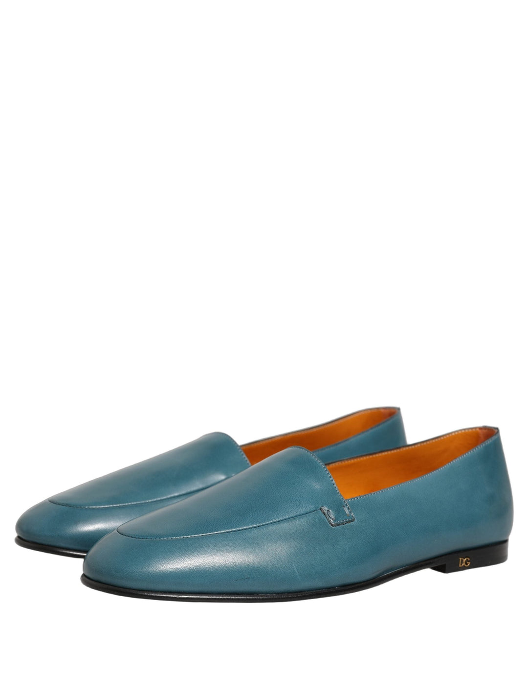 Men’s Dolce &amp; Gabbana Blue Leather Logo Slip on Men Loafers Shoes