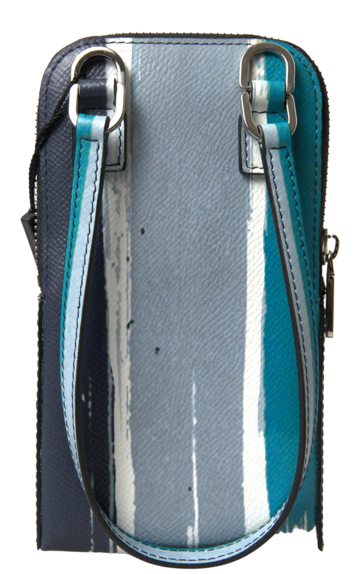 Men’s Dolce &amp; Gabbana Blue Leather Purse Crossbody Sling Phone Bag Unisex