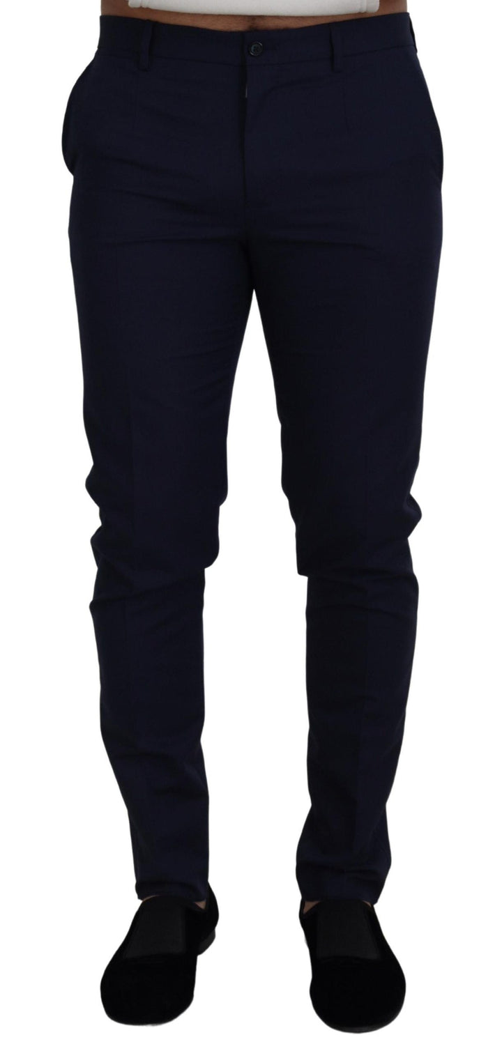 Men’s Dolce &amp; Gabbana Blue Linen Cotton Slim Trousers Chinos Pants