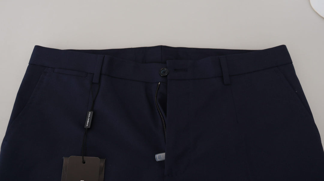 Men’s Dolce &amp; Gabbana Blue Linen Cotton Slim Trousers Chinos Pants