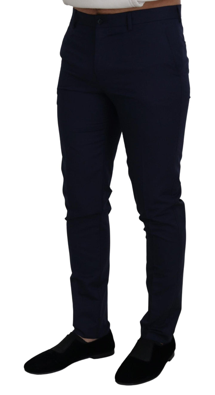 Men’s Dolce &amp; Gabbana Blue Linen Cotton Slim Trousers Chinos Pants