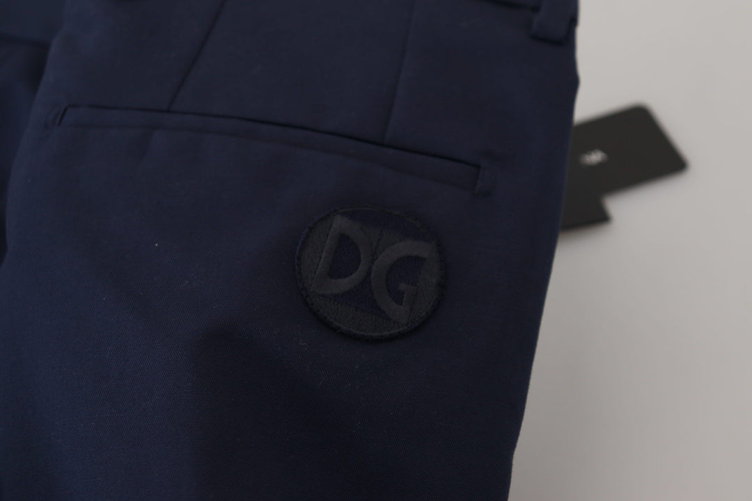 Men’s Dolce &amp; Gabbana Blue Linen Cotton Slim Trousers Chinos Pants