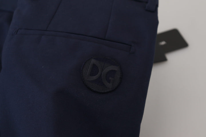 Men’s Dolce &amp; Gabbana Blue Linen Cotton Slim Trousers Chinos Pants