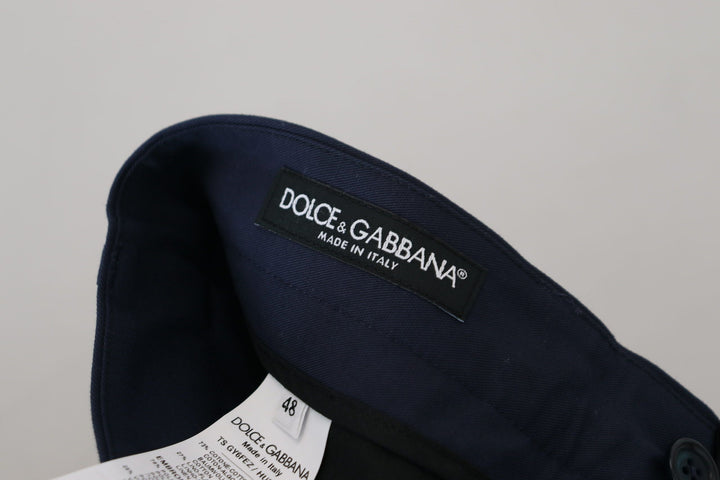 Men’s Dolce &amp; Gabbana Blue Linen Cotton Slim Trousers Chinos Pants