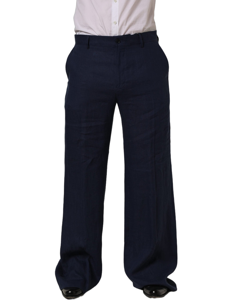 Men’s Dolce & Gabbana Blue Linen Straight Men Dress Trouser Pants