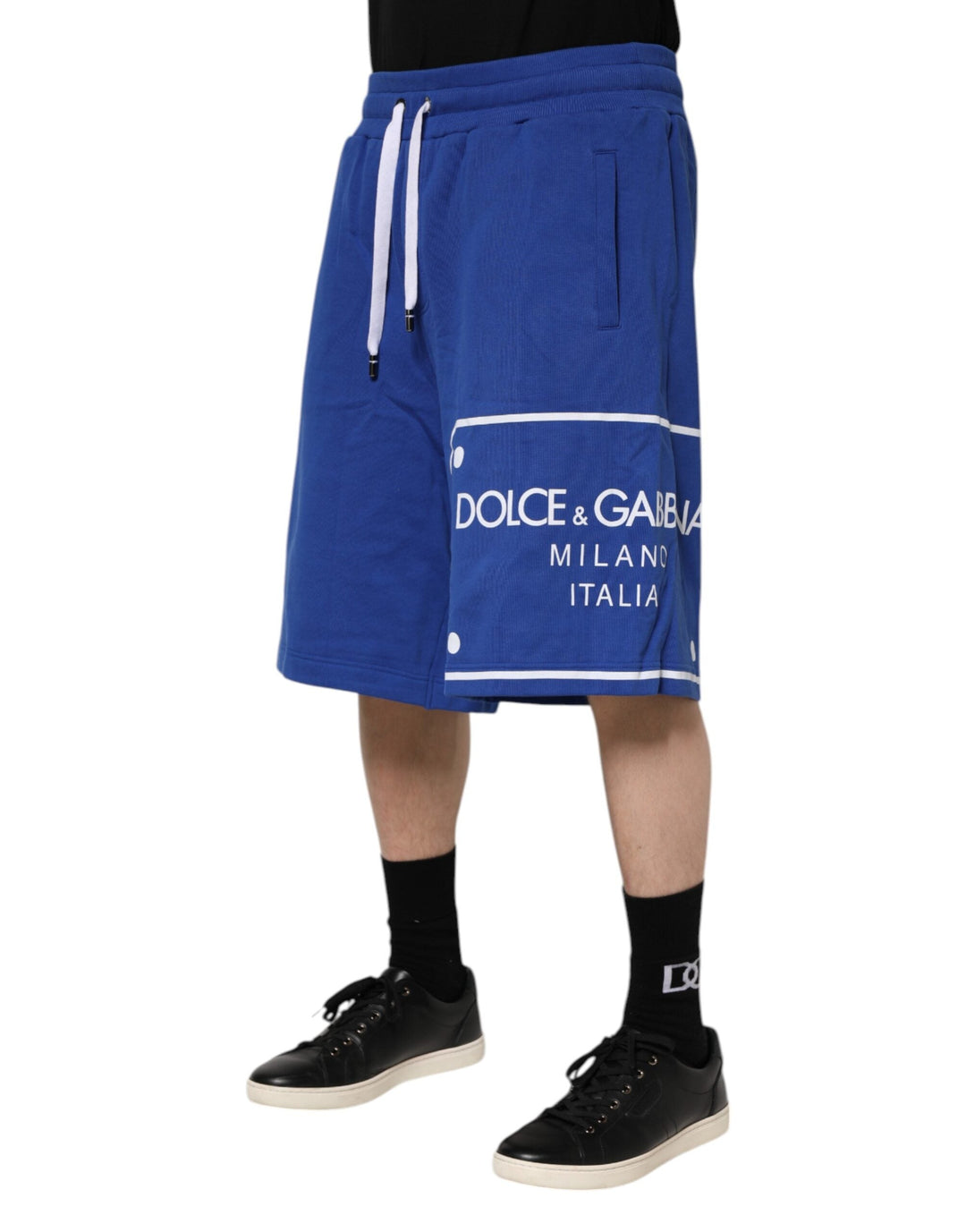 Men’s Dolce &amp; Gabbana Blue Logo Cotton Bermuda Sweatshorts Shorts