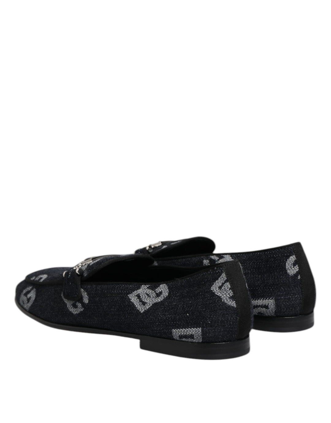 Men’s Dolce &amp; Gabbana Blue Logo Cotton Loafers Formal Dress Shoes