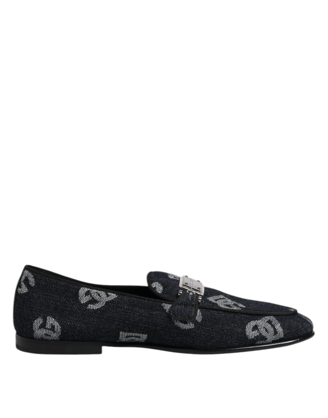 Men’s Dolce &amp; Gabbana Blue Logo Cotton Loafers Formal Dress Shoes