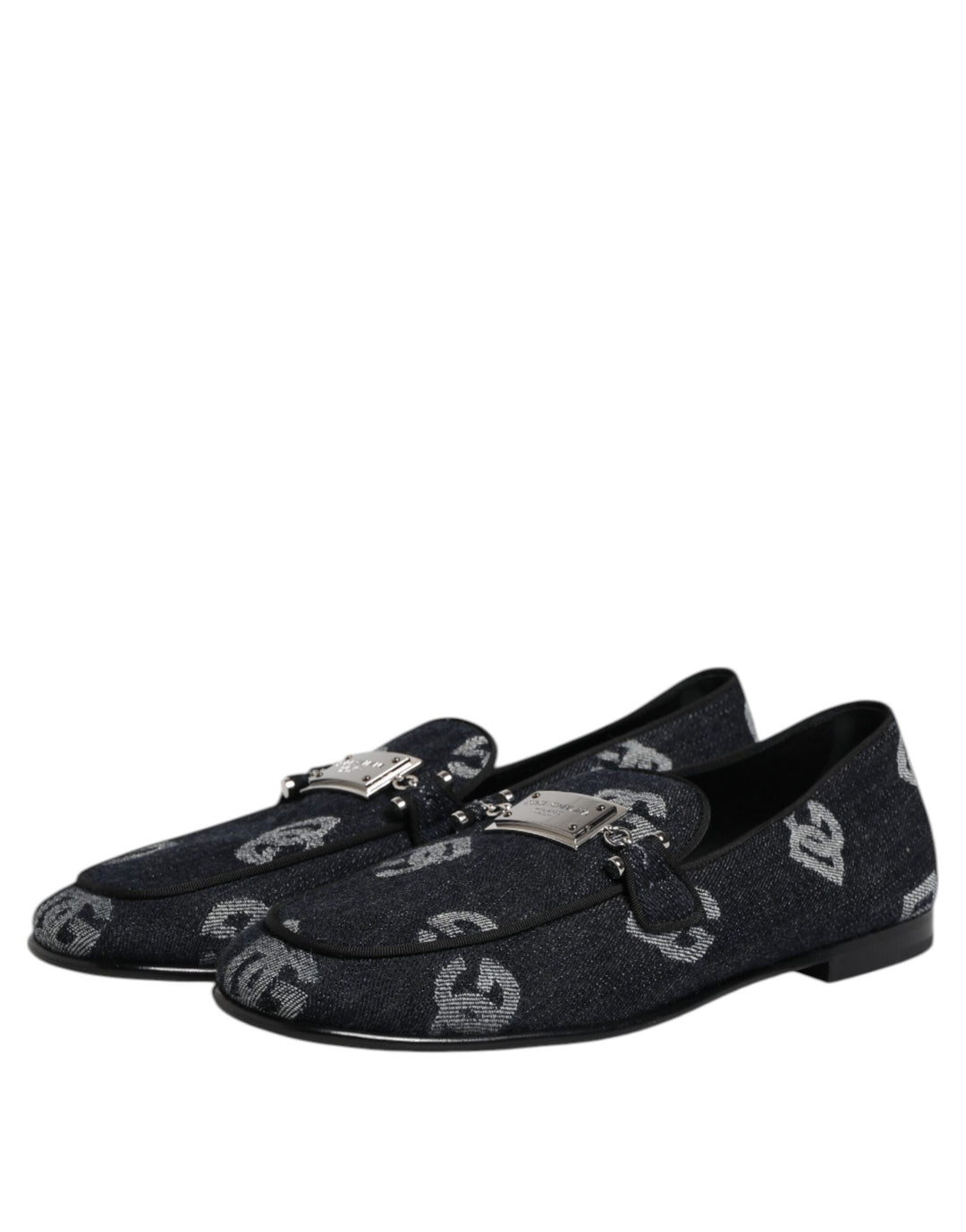 Men’s Dolce &amp; Gabbana Blue Logo Cotton Loafers Formal Dress Shoes