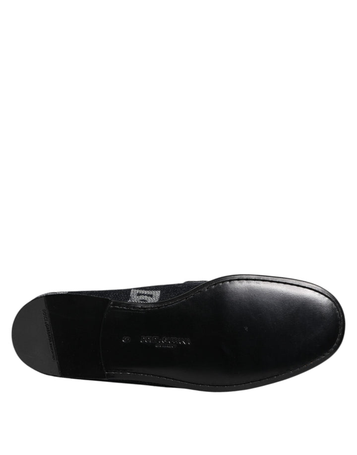 Men’s Dolce &amp; Gabbana Blue Logo Cotton Loafers Formal Dress Shoes