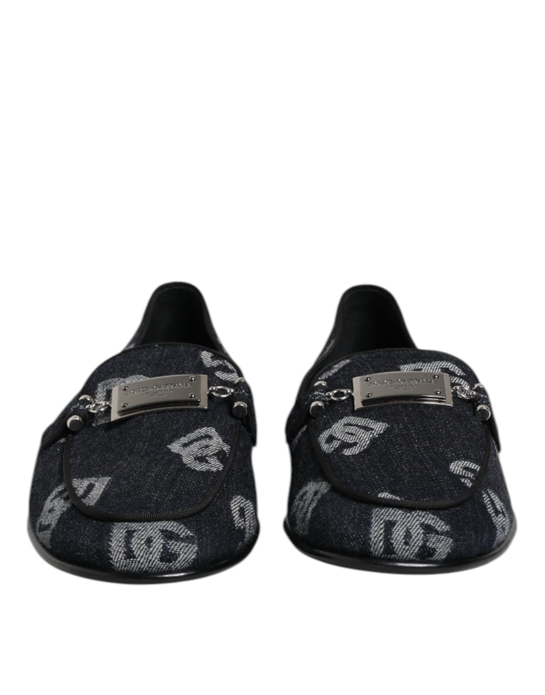 Men’s Dolce & Gabbana Blue Logo Cotton Loafers Formal Dress Shoes