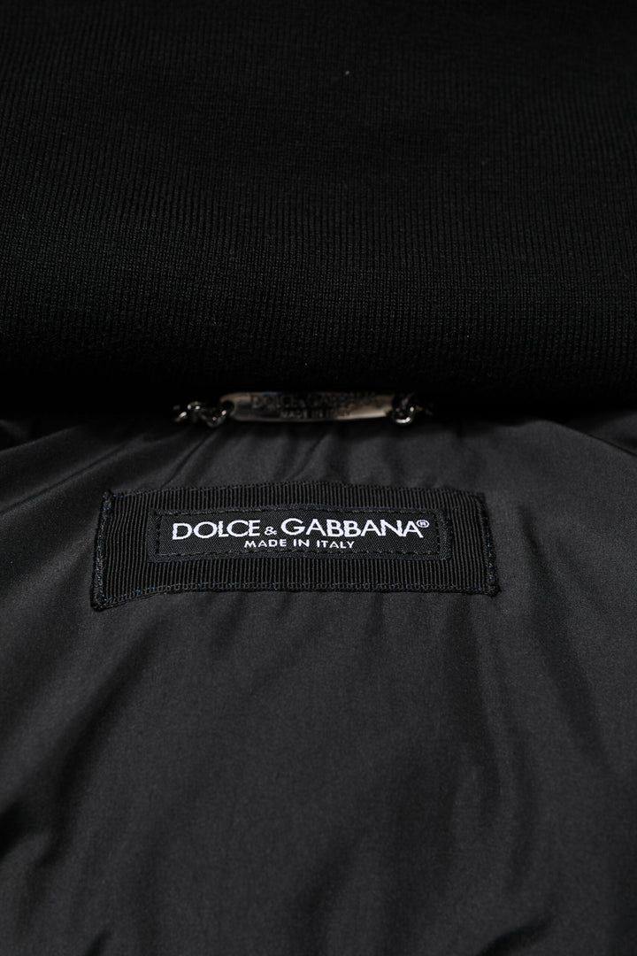 Men’s Dolce &amp; Gabbana Blue Logo Full Zip Hooded Quilted Jacket