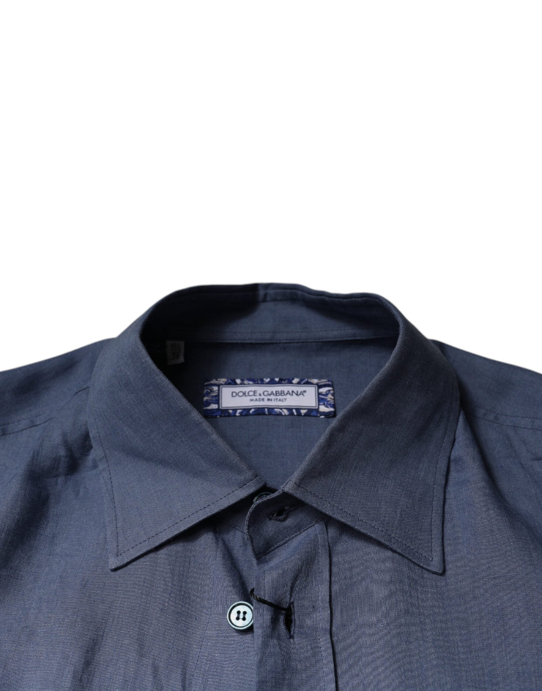 Men’s Dolce &amp; Gabbana Blue Logo Long Sleeve Button Down Casual Shirt