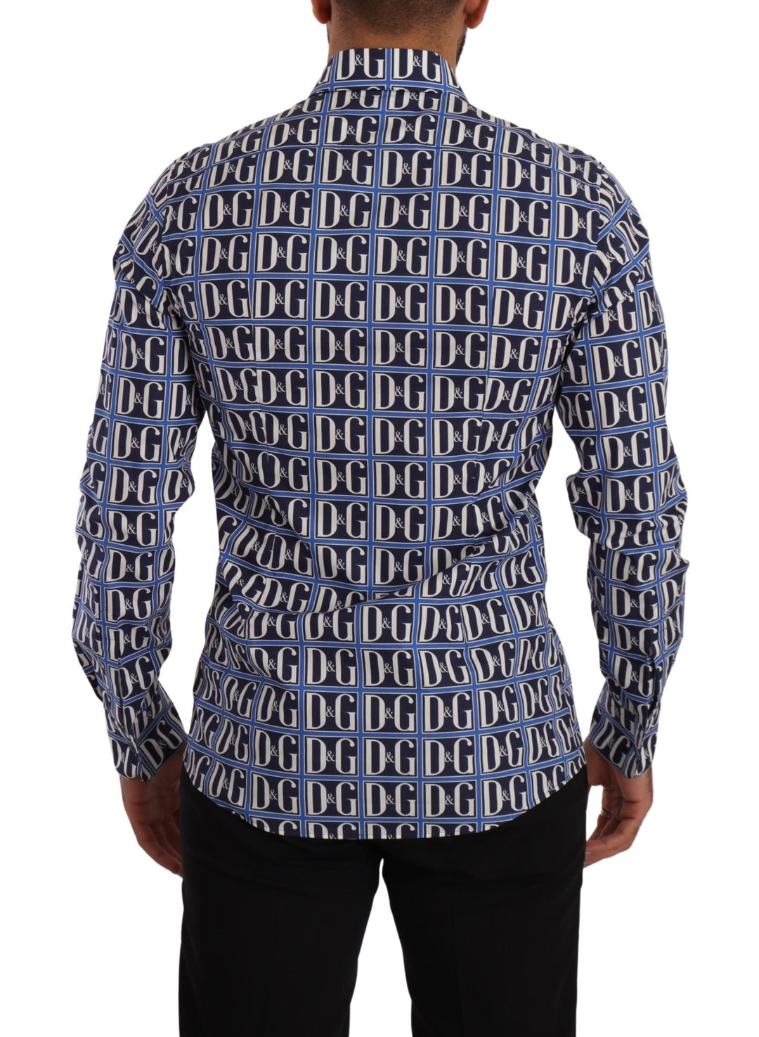 Men’s Dolce &amp; Gabbana Blue Logo Mania Slim Fit Cotton Shirt