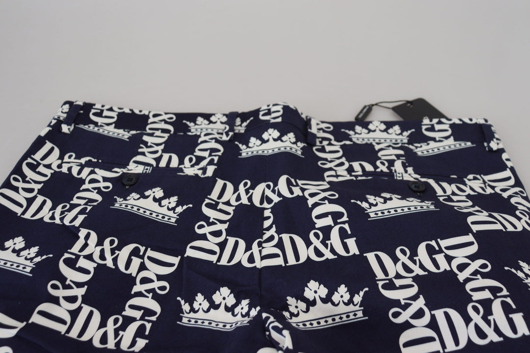 Men’s Dolce &amp; Gabbana Blue Logo Print Cotton Chinos Shorts