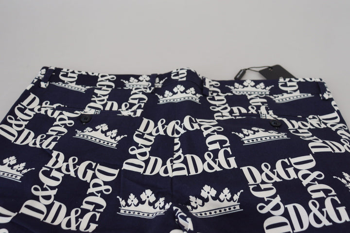 Men’s Dolce &amp; Gabbana Blue Logo Print Cotton Chinos Shorts