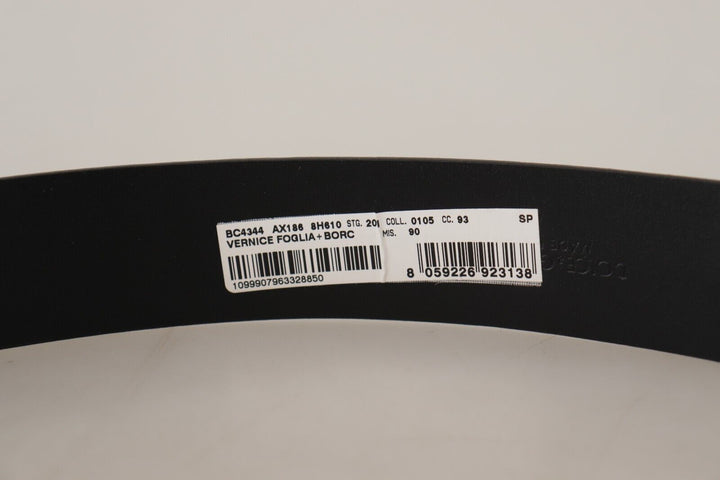 Dolce &amp; Gabbana Blue Patent Leather Vernice Silver Logo Buckle Belt