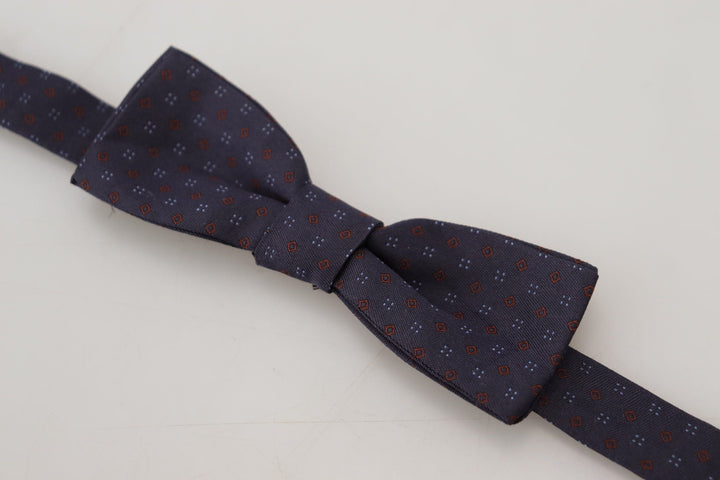 Men’s Dolce &amp; Gabbana Blue Pattern Silk Adjustable Neck Papillon Bow Tie
