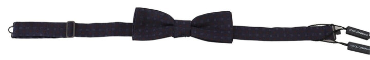 Men’s Dolce &amp; Gabbana Blue Pattern Silk Adjustable Neck Papillon Bow Tie