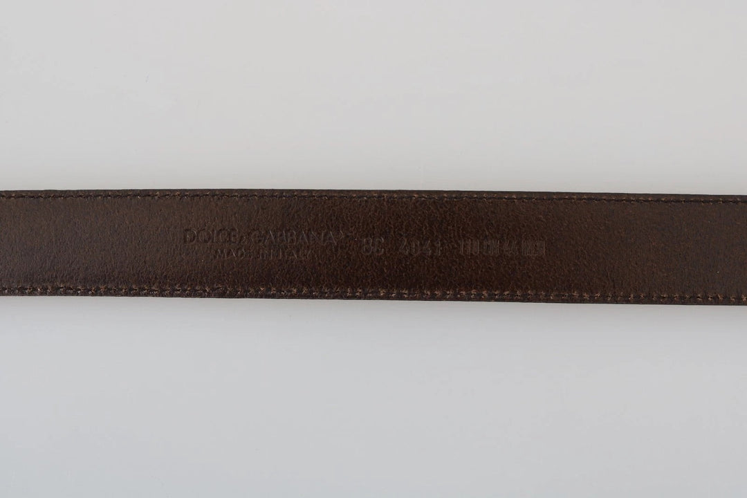 Dolce &amp; Gabbana Blue Perforated Leather Gray Buckle Belt