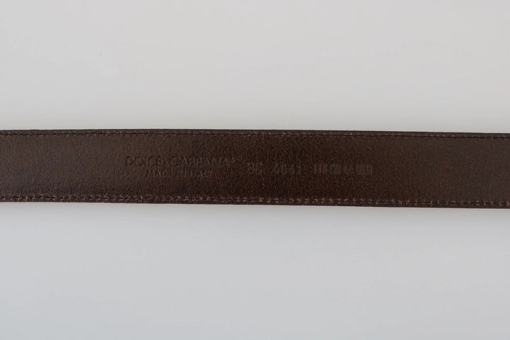 Dolce &amp; Gabbana Blue Perforated Leather Gray Buckle Belt