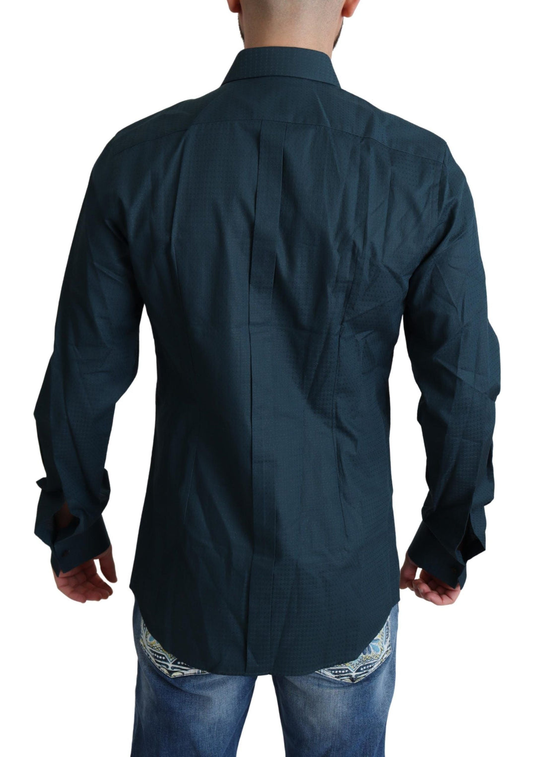 Men’s Dolce &amp; Gabbana Blue Placket Cotton Dress Formal Shirt