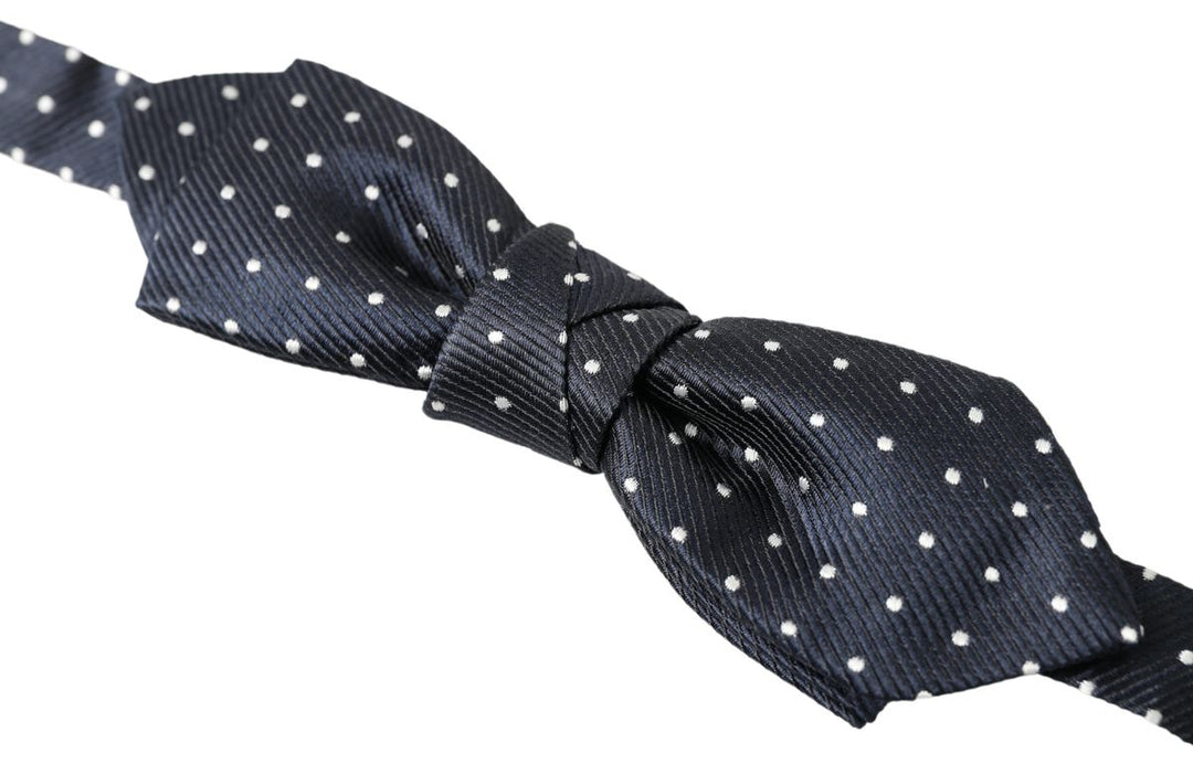 Men’s Dolce &amp; Gabbana Blue Polka Dot Silk Adjustable Men Neck Papillon Bow Tie