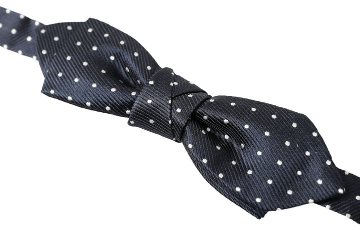 Men’s Dolce &amp; Gabbana Blue Polka Dot Silk Adjustable Men Neck Papillon Bow Tie