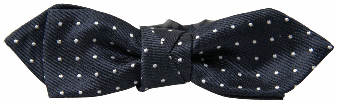 Men’s Dolce &amp; Gabbana Blue Polka Dot Silk Adjustable Men Neck Papillon Bow Tie