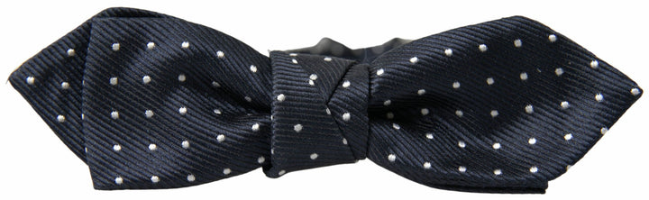 Men’s Dolce &amp; Gabbana Blue Polka Dot Silk Adjustable Men Neck Papillon Bow Tie