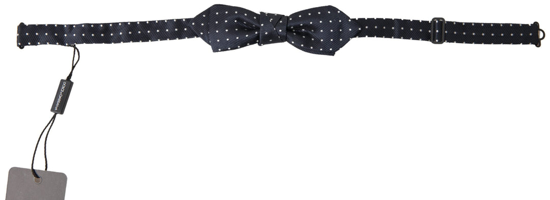 Men’s Dolce & Gabbana Blue Polka Dot Silk Adjustable Men Neck Papillon Bow Tie
