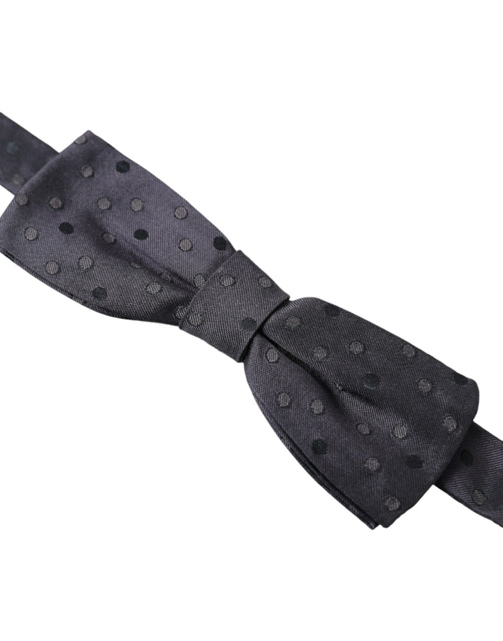 Men’s Dolce &amp; Gabbana Blue Polka Dot Silk Adjustable Neck Men Papillon Bow Tie
