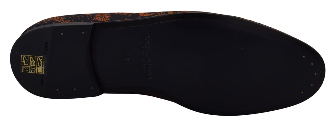 Men’s Dolce &amp; Gabbana Blue Rust Floral Slippers Loafers Shoes