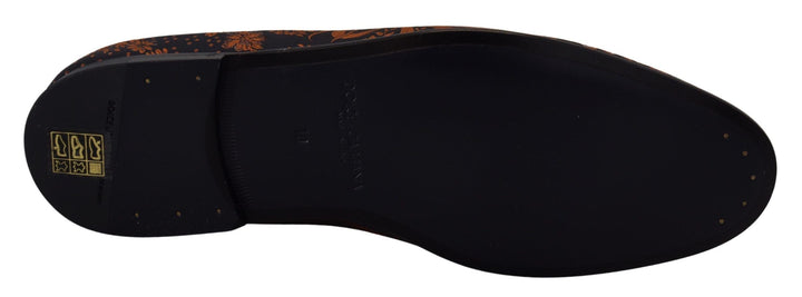 Men’s Dolce &amp; Gabbana Blue Rust Floral Slippers Loafers Shoes