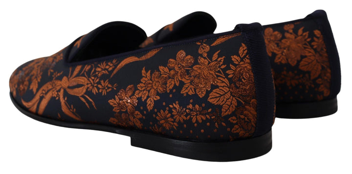Men’s Dolce &amp; Gabbana Blue Rust Floral Slippers Loafers Shoes