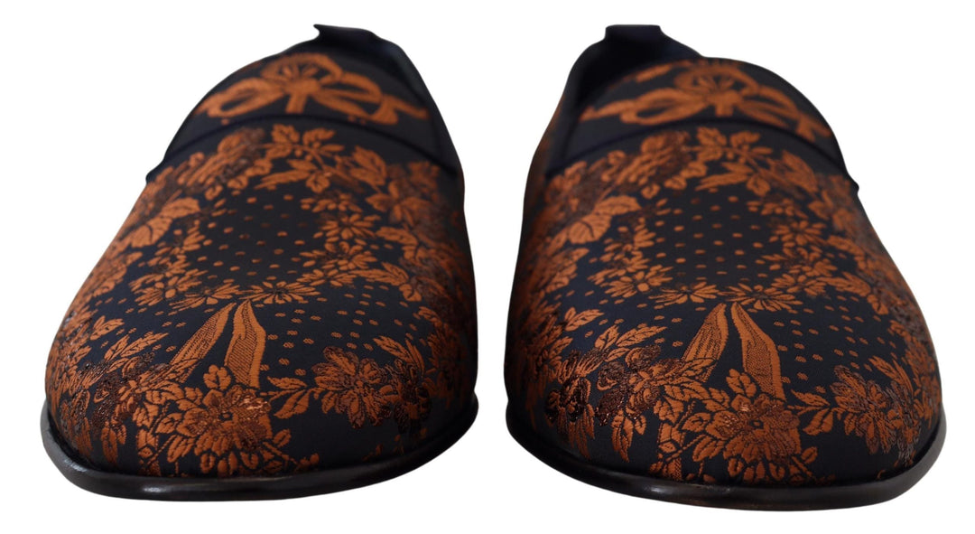 Men’s Dolce &amp; Gabbana Blue Rust Floral Slippers Loafers Shoes