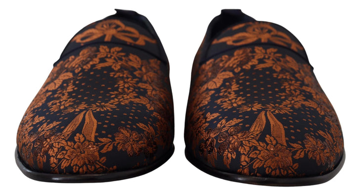 Men’s Dolce &amp; Gabbana Blue Rust Floral Slippers Loafers Shoes